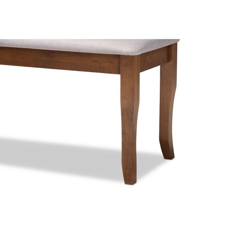 Everly Quinn Violette Modern and Contemporary Gray Fabric Upholstered and Walnut Brown Finished Wood Dining Bench