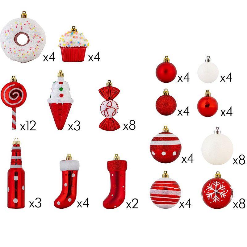 R N' Ds Candy cane Ornament Set - Red and White - 82 Pack