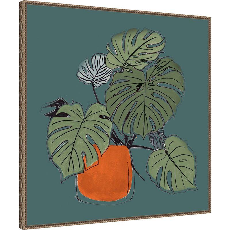 Amanti Art The Retro Pot On Teal II by Patricia Pinto Framed Canvas Wall Art