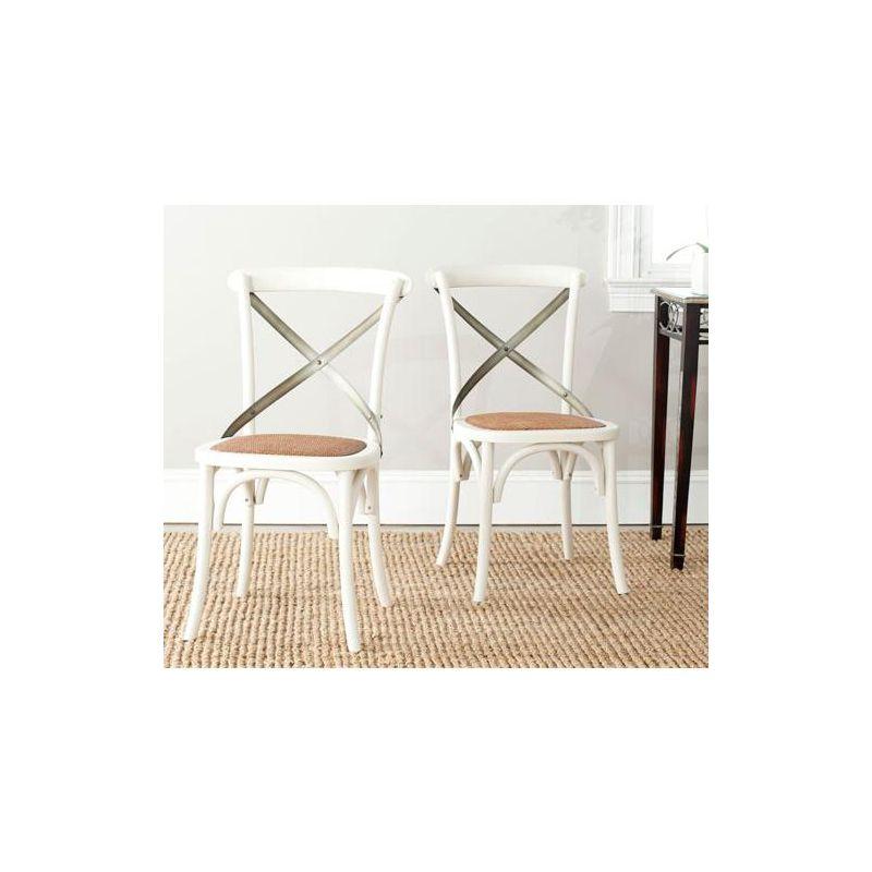 Franklin 18" H X-Back Farmhouse Dining Chair (Set of 2) - AMH9501 - Antique White - Safavieh Couture