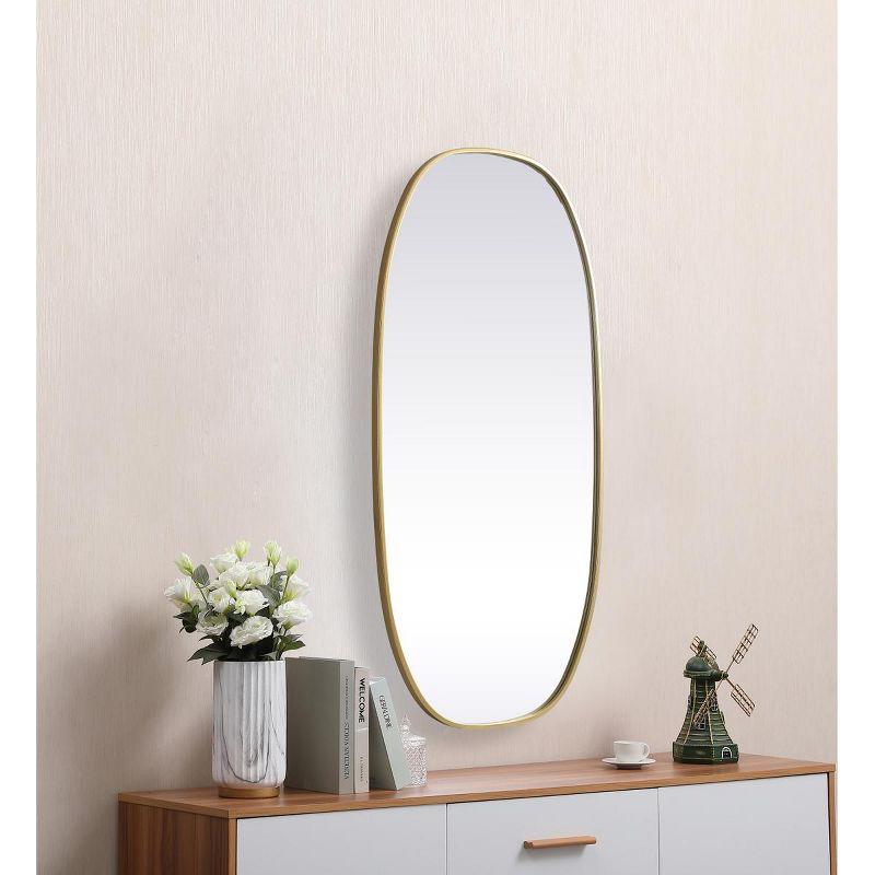 Elegant Lighting Metal Frame Oval Mirror 24x48 Inch in Brass