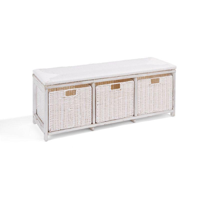Sunside Sails Kid''s Storage Bench With Woven Top And Baskets