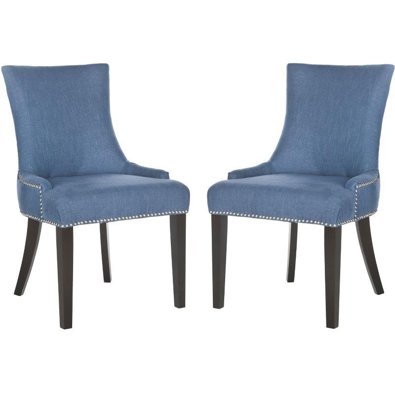 Lester 19" H Dining Chair With Nail Head Trim (Set of 2) - MCR4709 - Navy - Safavieh Couture