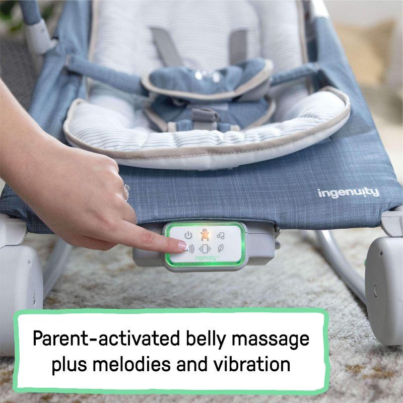 Ingenuity 2-in-1 Happy Belly Rock To Bounce Massage Baby Seat - Chambray