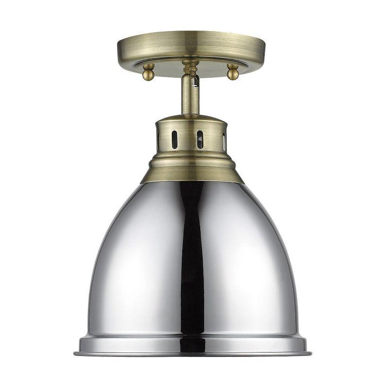 Golden Lighting Duncan 1-Light Flush Mount in Matte Black with Black