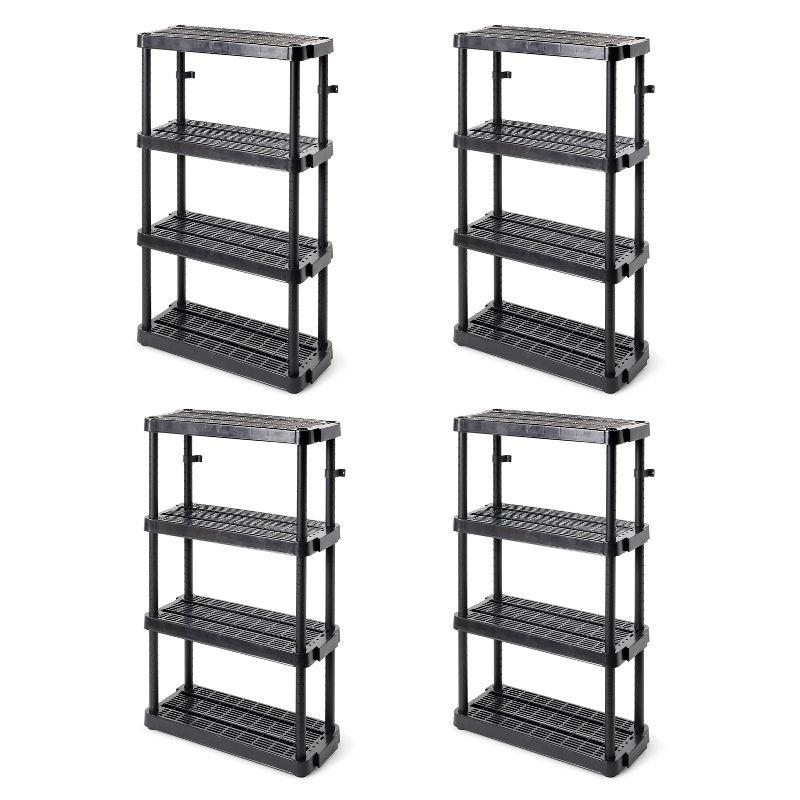 Sleek Black Adjustable 4-Tier Medium Duty Ventilated Shelving Unit