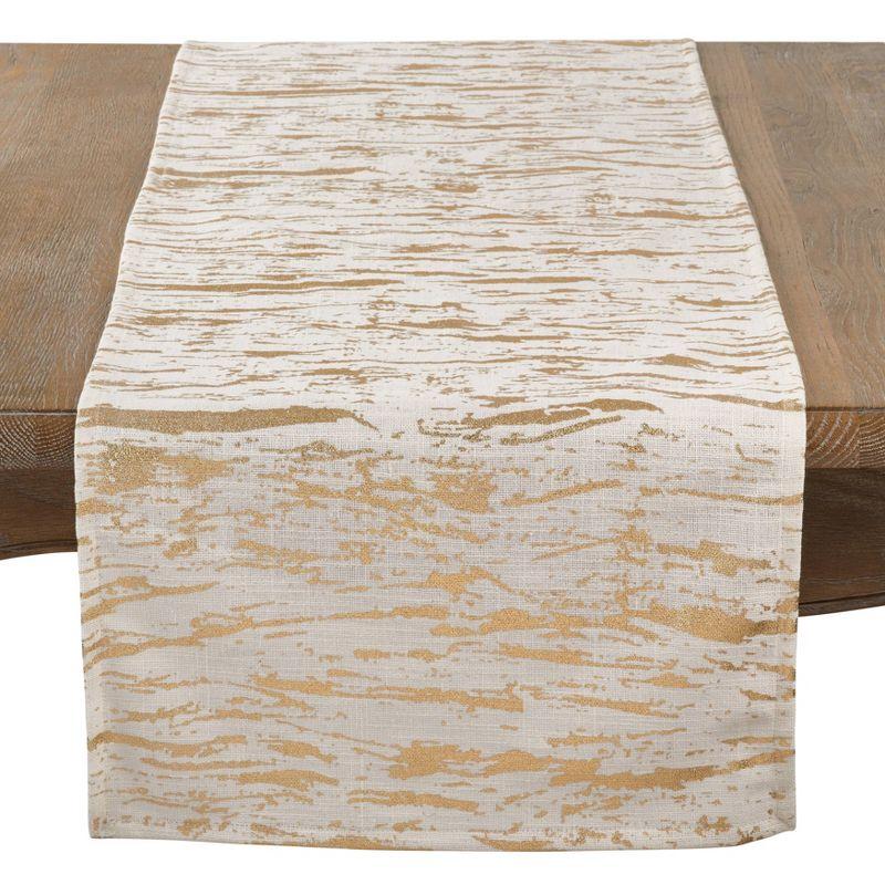 Gold Abstract Print Cotton Table Runner