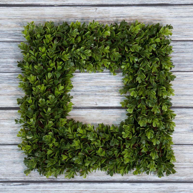 Nature Spring 16" Green Boxwood Artificial Square Wreath for Front Door