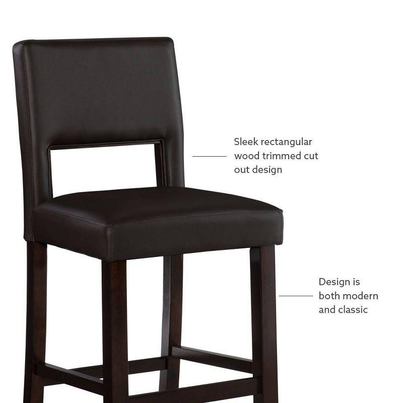 24" Vega Padded Counter Height Barstool with Ergonomic Footrest & Espresso Finish - Linon