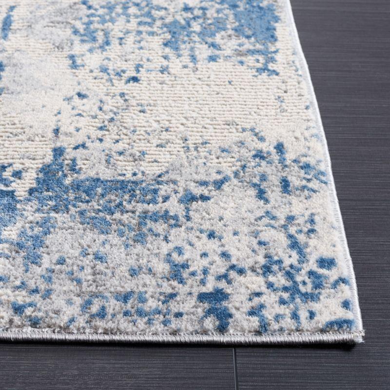 Blue and Gray Abstract Non-slip Synthetic Area Rug