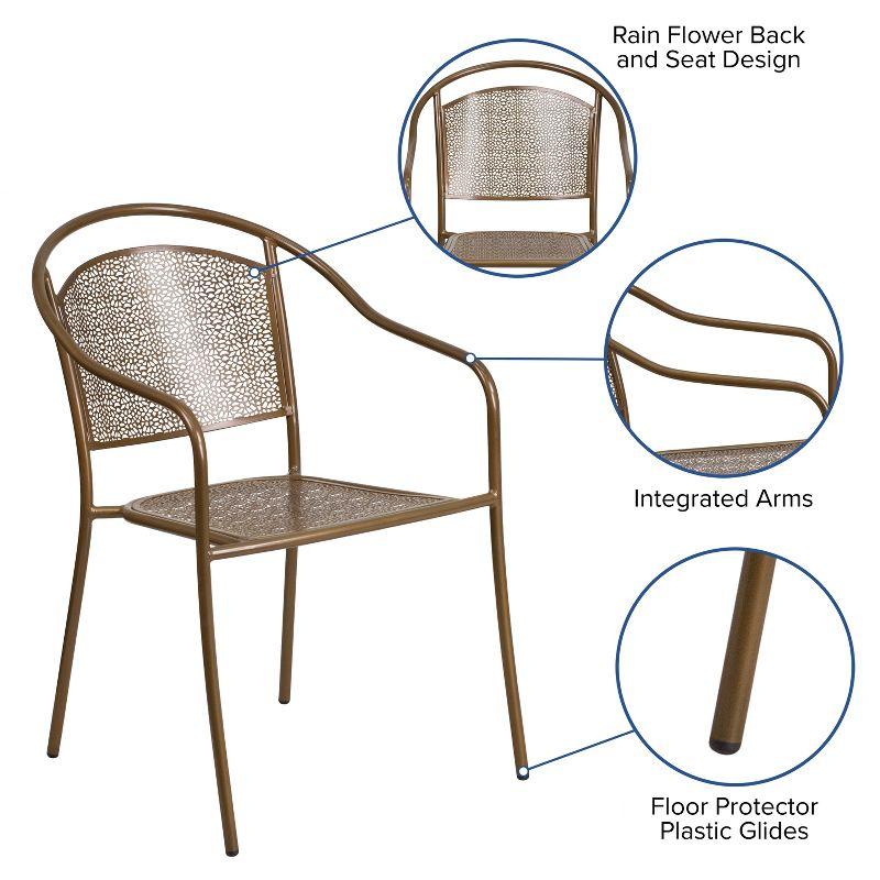 Gold Rain Flower Metal Arm Chair for Indoor-Outdoor Use