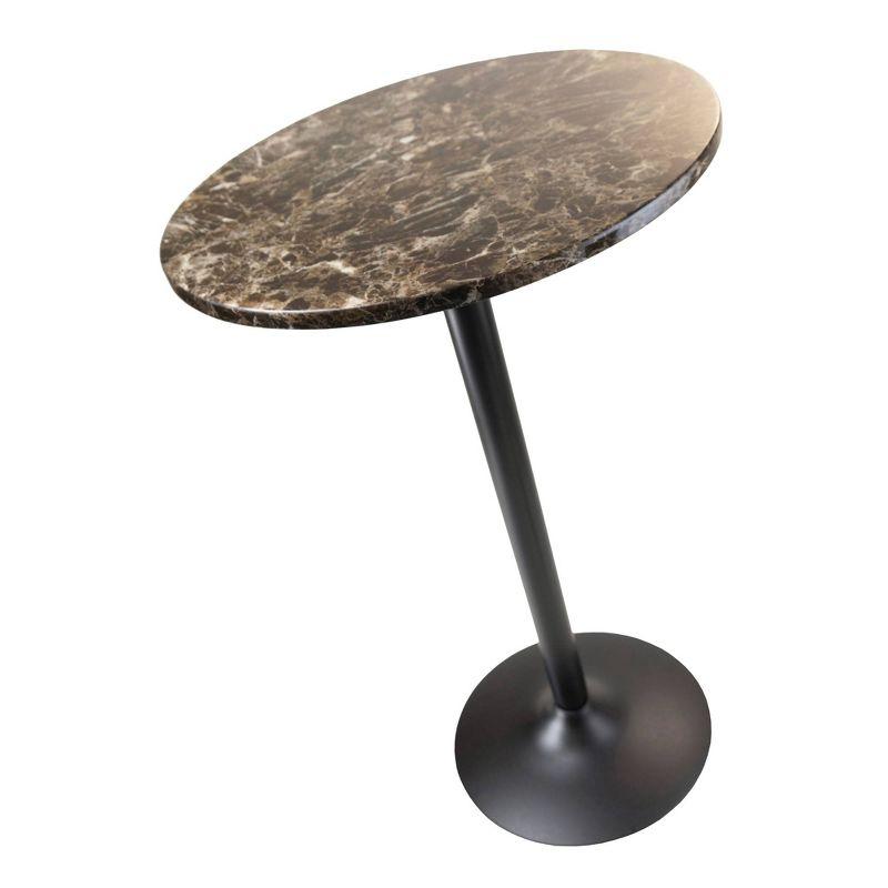 Transitional 24" Round Counter Height Faux Marble & Wood Table