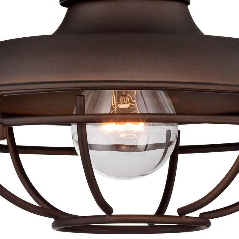 Franklin Iron Works Park Rustic Outdoor Barn Lights Fixtures Set of 2 Oil Rubbed Bronze 9" Open Cage for Post Exterior Light Barn Deck Post Light Yard