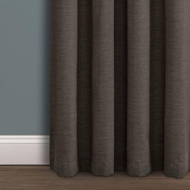 Charcoal Faux Linen Blackout Grommet Curtain Panel