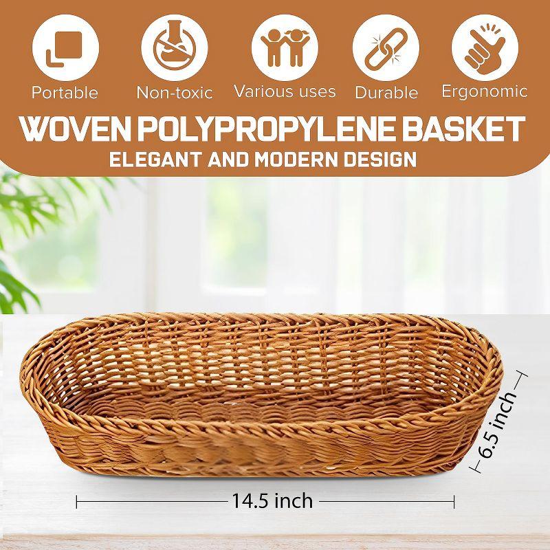 Kovot Wicker Bread Basket - 14.5" Woven Polypropylene Basket – For Food Display and Serving – Snack Organizer Basket