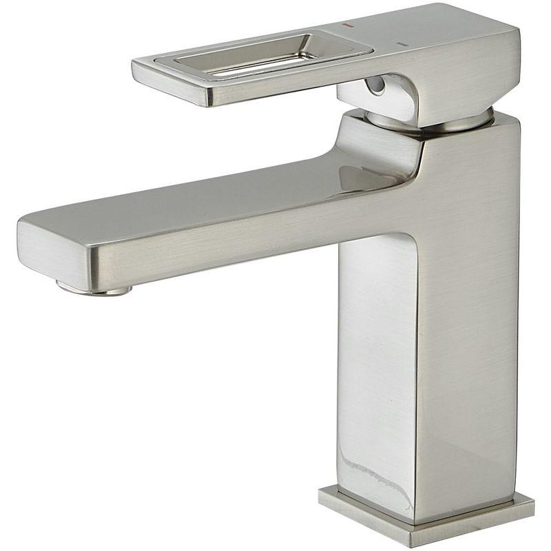 Brushed Nickel Single-Handle Low-Arc Bathroom Faucet with Drain Assembly