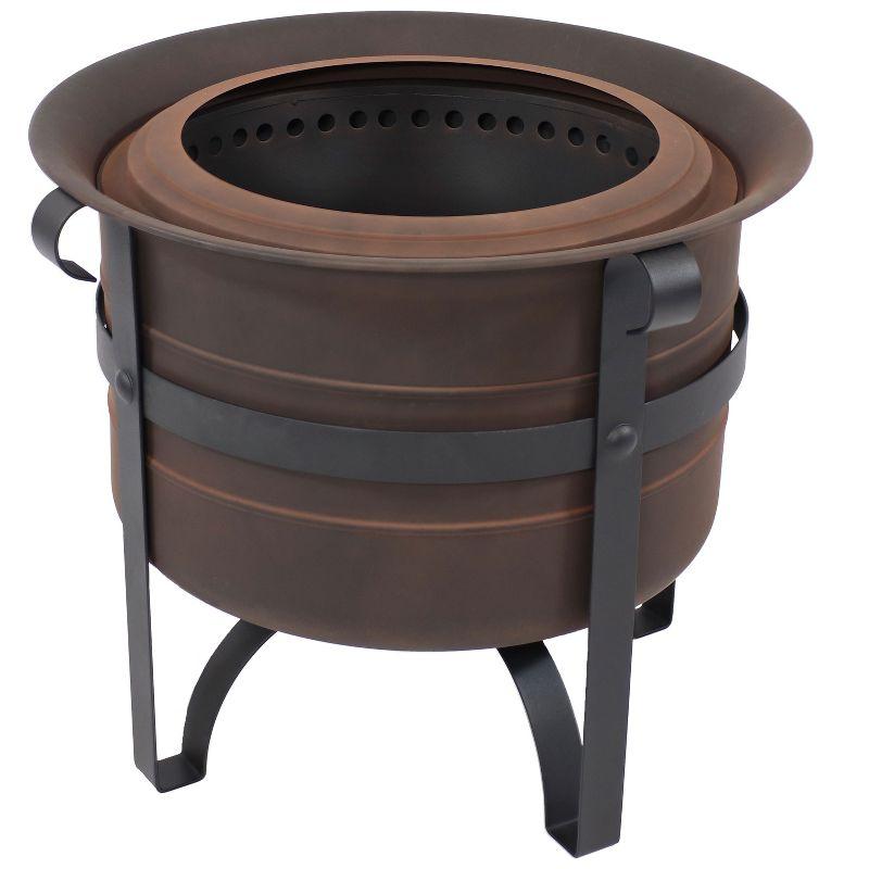 Sanad 23" Round Wood-Burning Bronze Finish Steel Cauldron-Style Smokeless Fire Pit