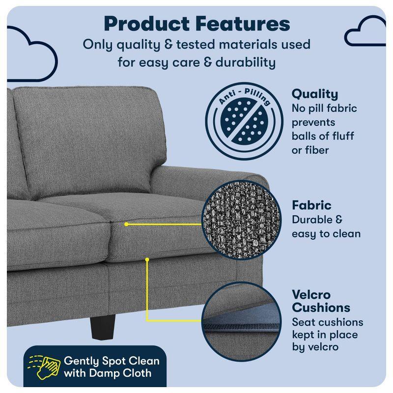 Serta Copenhagen 61" Rolled Arm Sofa, Easy Care Fabric, Soft Pillow Back, Pocket Coil Seat Cushions