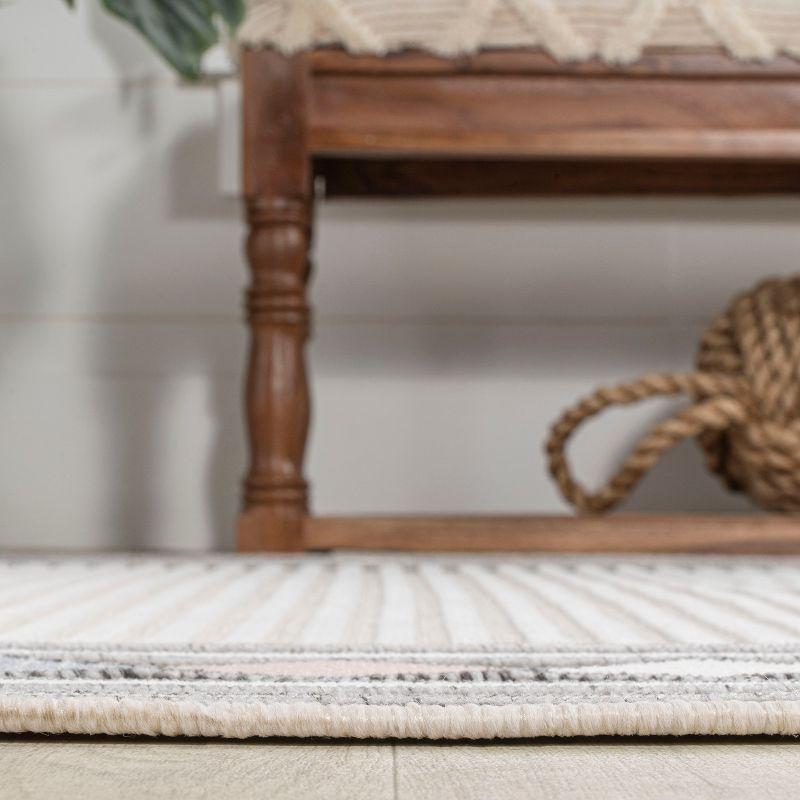JONATHAN Y Sebastian High-Low Modern Diamond Border Ivory/Beige 3 ft. x 5 ft. Indoor/Outdoor Area Rug