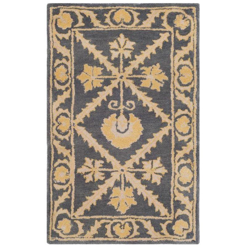 Bella Blue and Gold Hand-Tufted Wool Rug 2'-6" x 4'