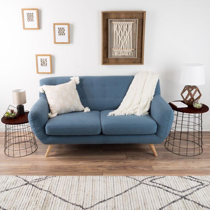 Hastings Home Nesting Tables with Storage Round Metal Basket, Cherry, Set of 2