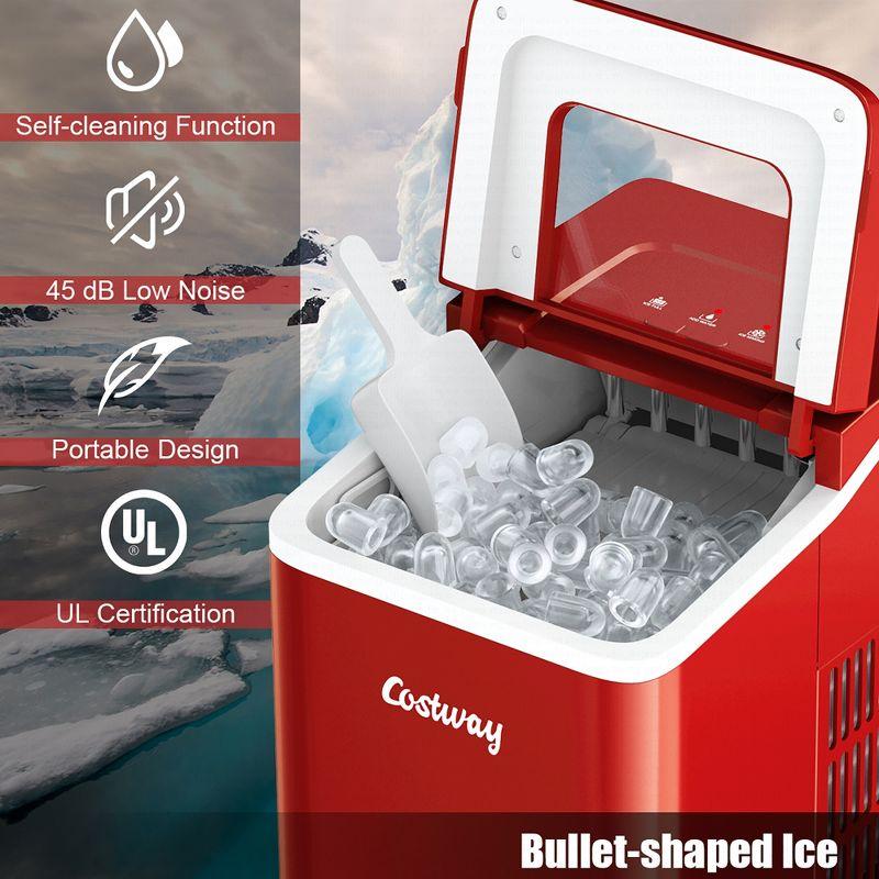 Costway Portable Ice Maker Machine Countertop 26Lbs/24H Self-cleaning w/ Scoop Red