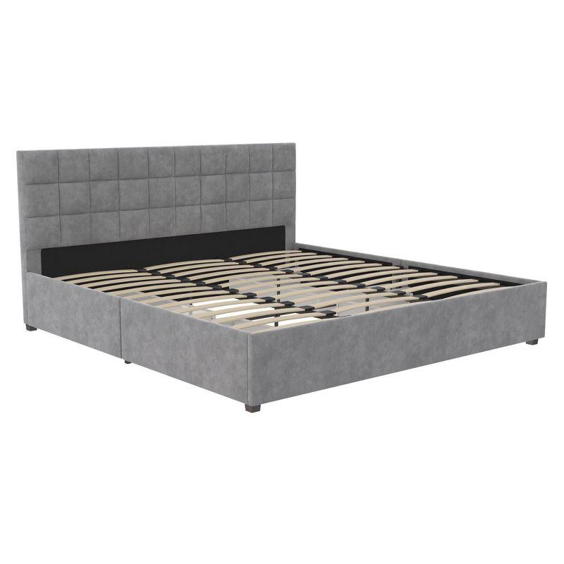 Serena Upholstered Bed with Drawers Light Gray Velvet - Cosmoliving By Cosmopolitan