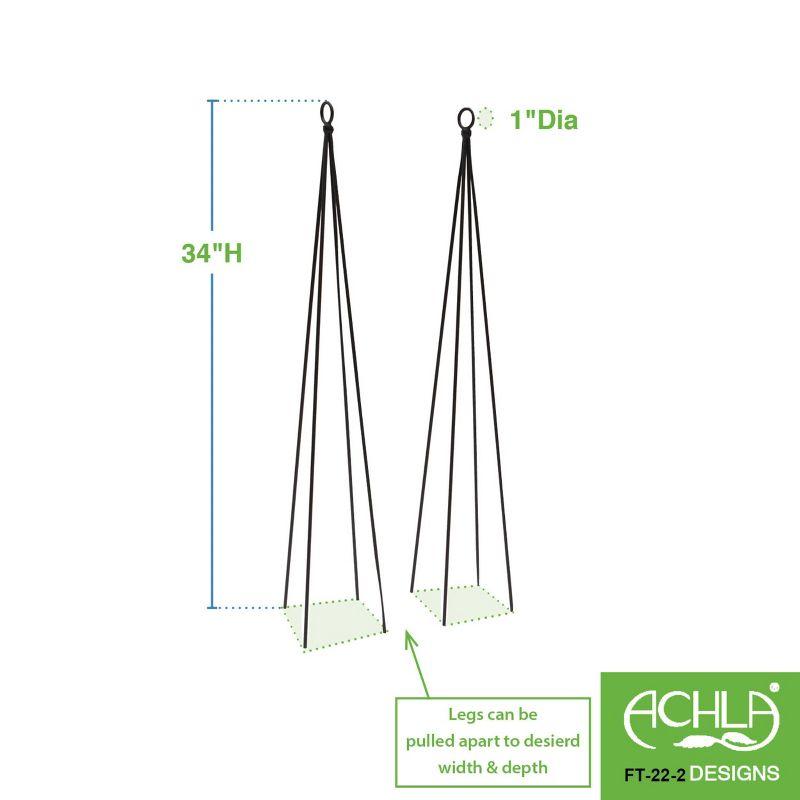 ACHLA Designs 2pk 34" Wrought Iron Outdoor Garden Container Trellis Black Powedercoated