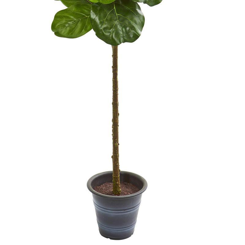 Nearly Natural 60" Artificial Fiddle Leaf Tree with Decorative Planter: Indoor Faux Foliage, No Maintenance