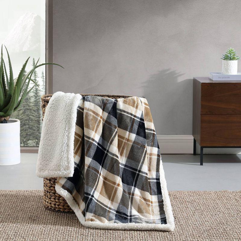 Eddie Bauer Printed Plush Fleece/Sherpa Throw Blankets