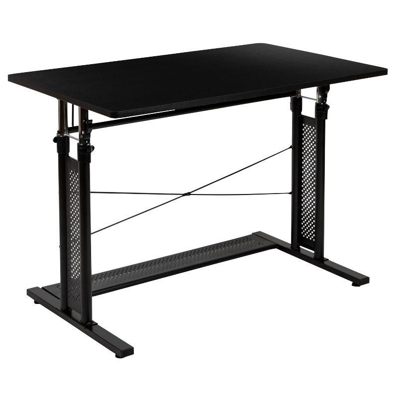 Flash Furniture Height Adjustable (27.25-35.75"H) Sit to Stand Home Office Desk - Black