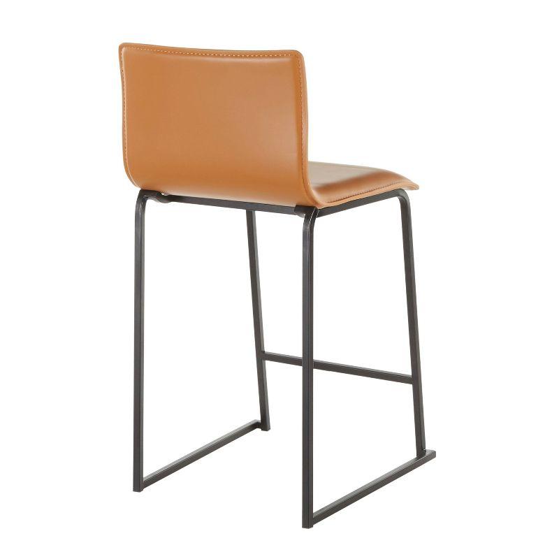 Set of 2 26" Mara Contemporary Counter Height Barstools Black/Camel Brown - LumiSource