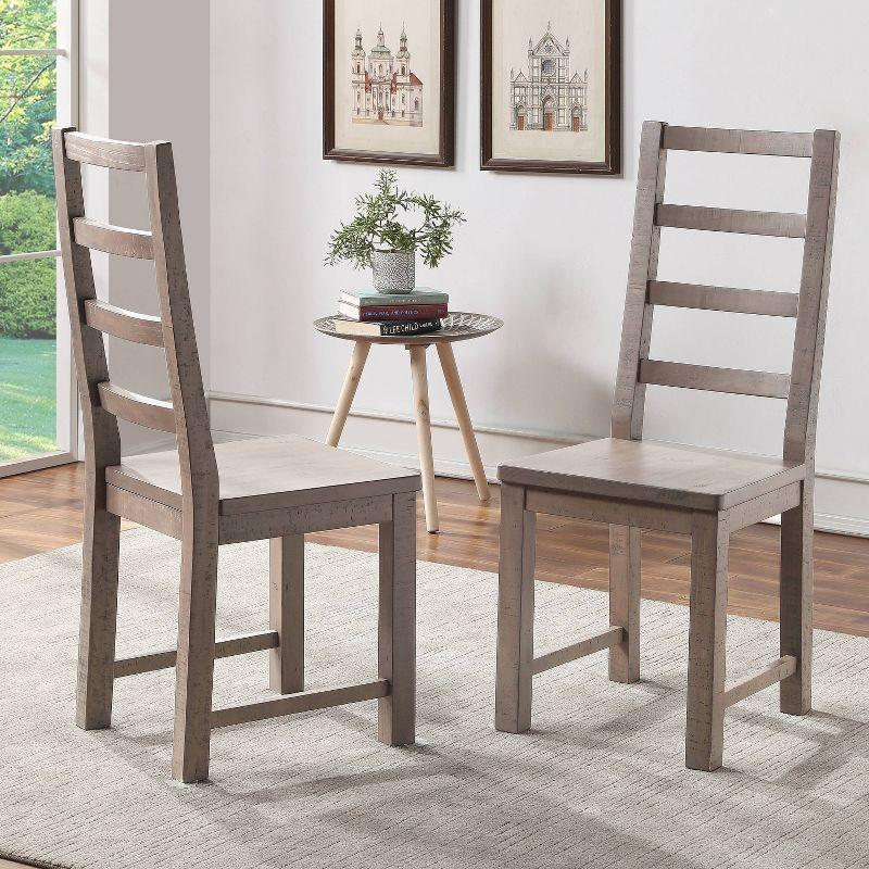 Set of 2 Auckland Side Chairs Weathered Gray - Steve Silver Co.: Wood Frame, Ladder-Back Design, 250lb Capacity