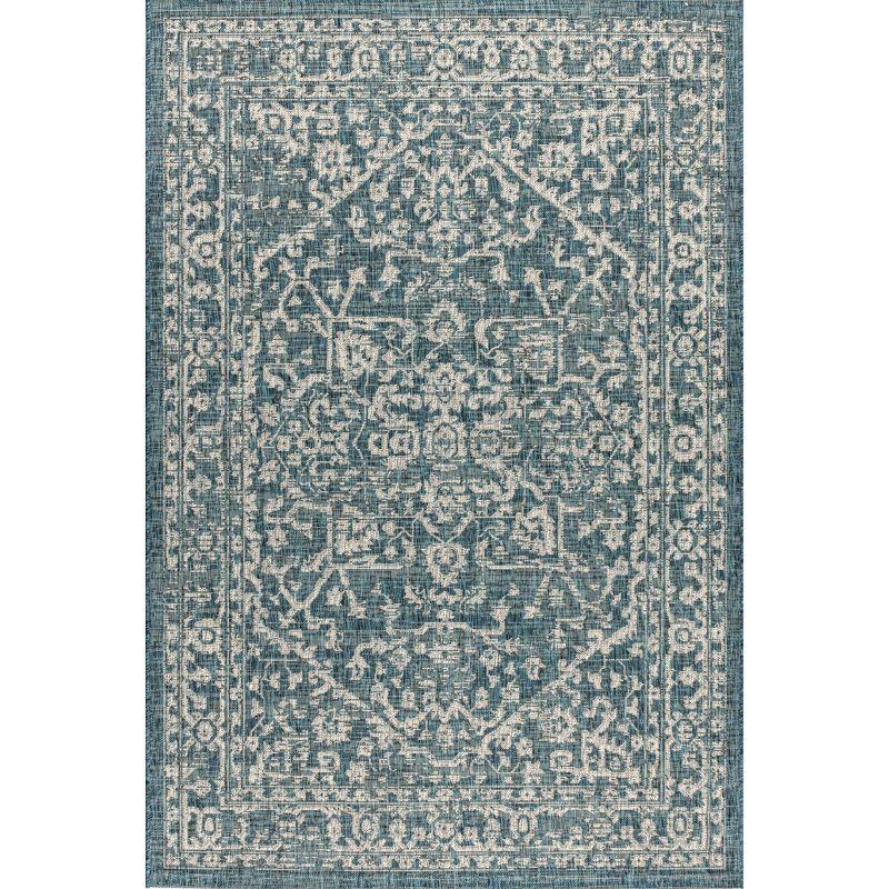 Malta Bohemian Inspired Medallion Textured Weave Indoor/Outdoor Area Rug - JONATHAN Y