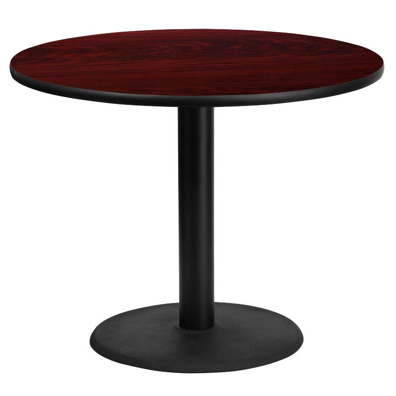 Contemporary 36'' Round Mahogany Laminate Dining Table