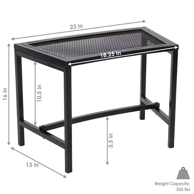 Sunnydaze Outdoor Lightweight and Portable Metal Patio Side End Table or Backless Bench Seat with Mesh Top - 23"