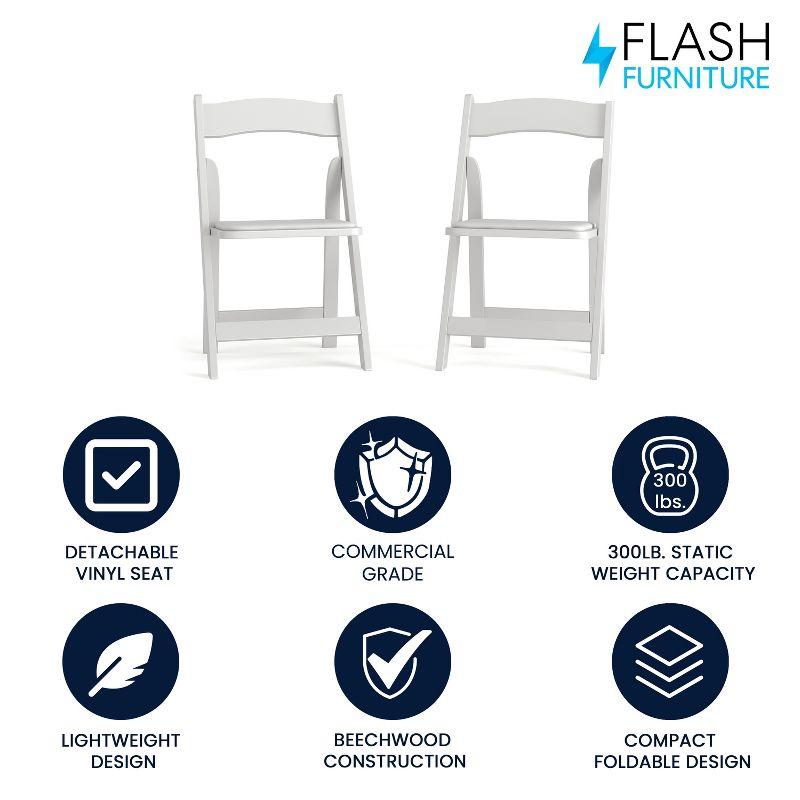 Flash Furniture 2 Pack HERCULES Series Wood Folding Chair with Vinyl Padded Seat