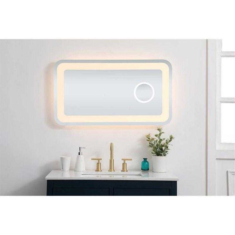 Elegant Lighting Lux 20in x 36in Hardwired LED mirror with magnifier and color changing temperature 3000K/4200K/6000K