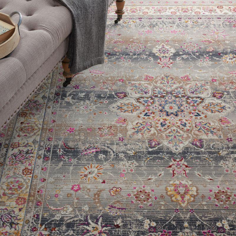 Nourison Vintage Kashan VKA01 Gray/Ivory/Pink Indoor Area Rug - 5'3 x 7'10