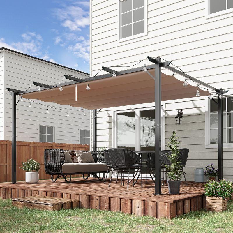 Outsunny Outsunny Pergola with Retractable Shade Canopy, Aluminum