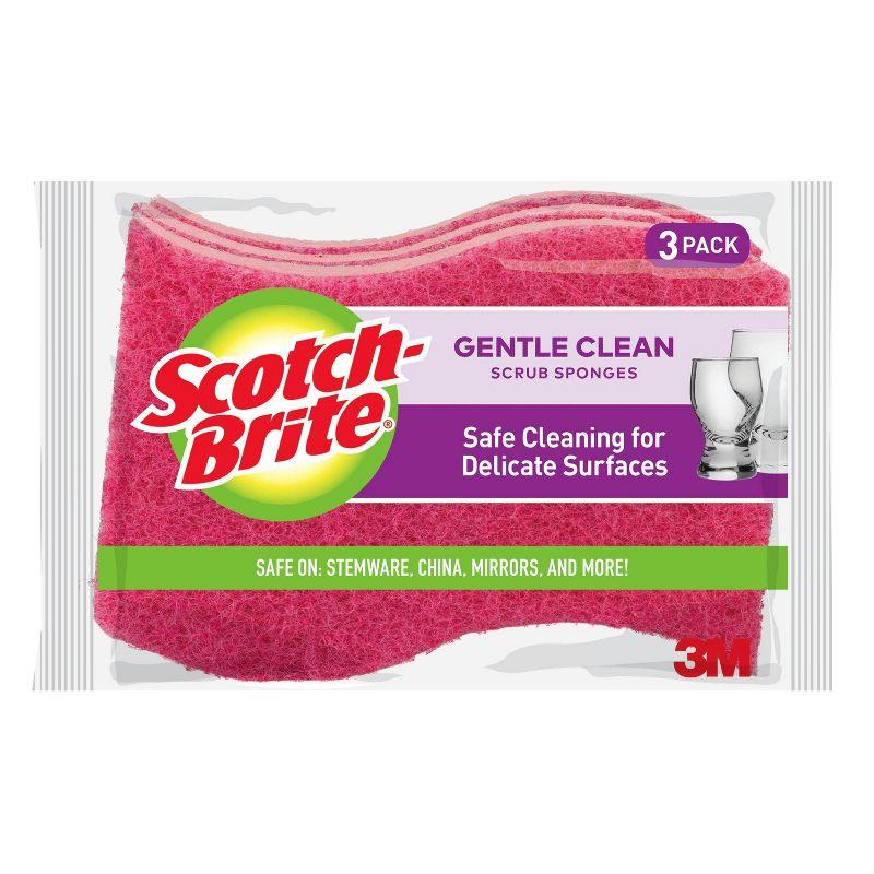 Scotch-Brite Pink Non-Scratch Delicate Care Scrub Sponges, 3-Pack