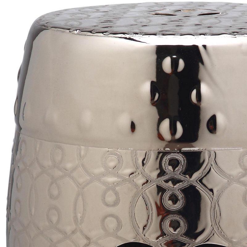 Lantana Silver Ceramic Electroplated Garden Stool