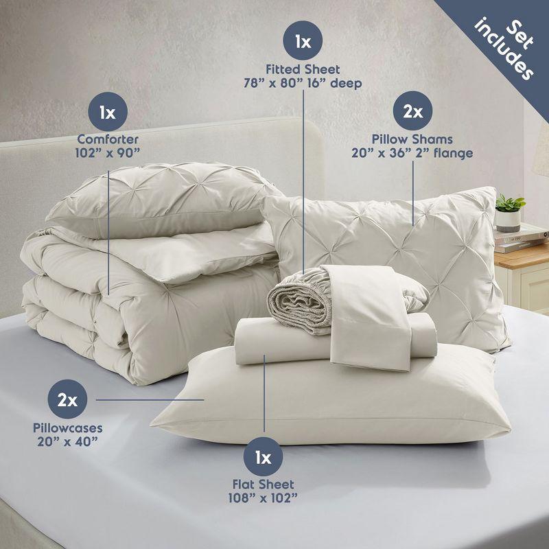 King Off White Microfiber Down Alternative 7-Piece Bedding Set