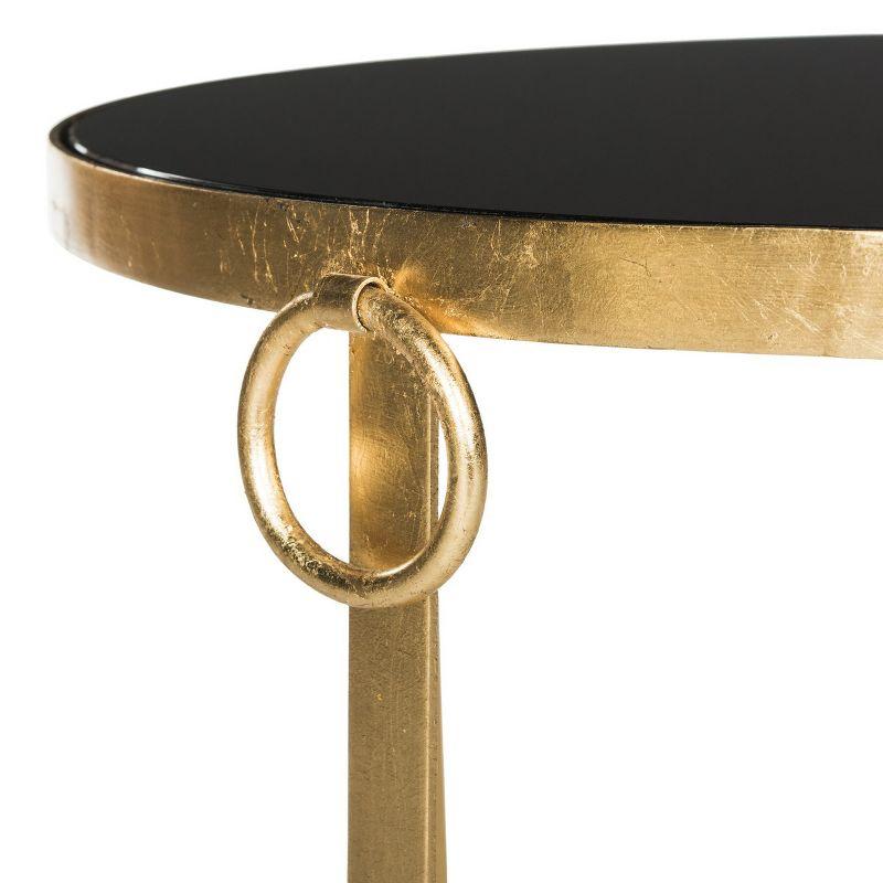 Elisha Transitional Round Coffee Table in Gold and Black Glass