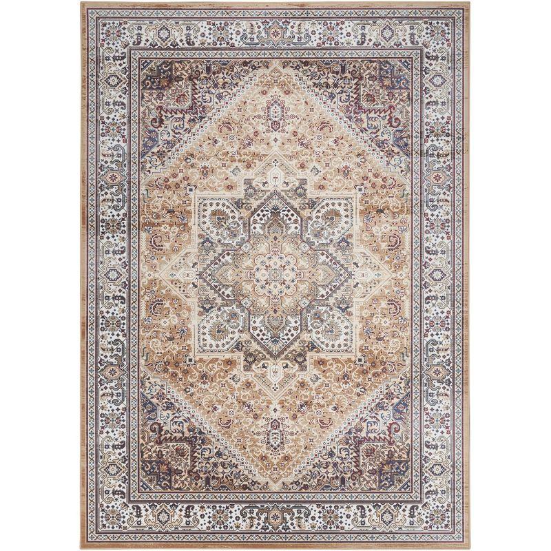 Gold and Beige Floral Flatweave 6' x 9' Area Rug