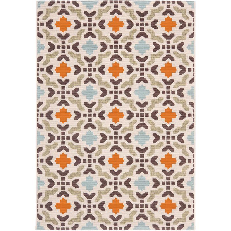 Veranda VER080 Power Loomed Indoor/Outdoor Accent Rug - Cream/Terracotta - 2'x3'7" - Safavieh