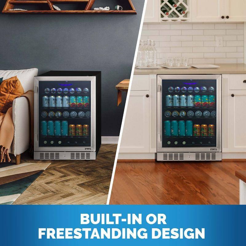 Newair 24" Built-in or Freestanding 177 Can Beverage Fridge in Stainless Steel