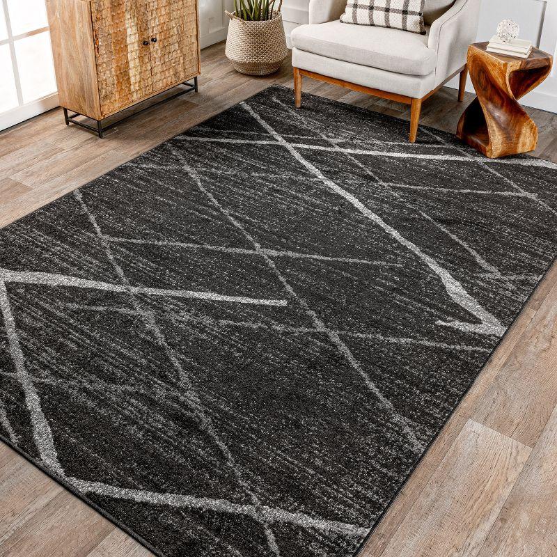 Nuloom 2x3 Thigpen Contemporary Indoor Area Rug, Charcoal, Abstract Lines, Non-Slip Backing, Stain Resistant, Bedroom Living Room, Kitchen