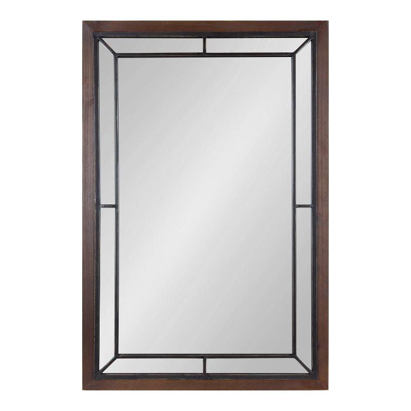 Kate & Laurel All Things Decor 24" x 36" Audubon Rectangle Wall Mirror Rustic Brown : Vintage Farmhouse Style, MDF Frame