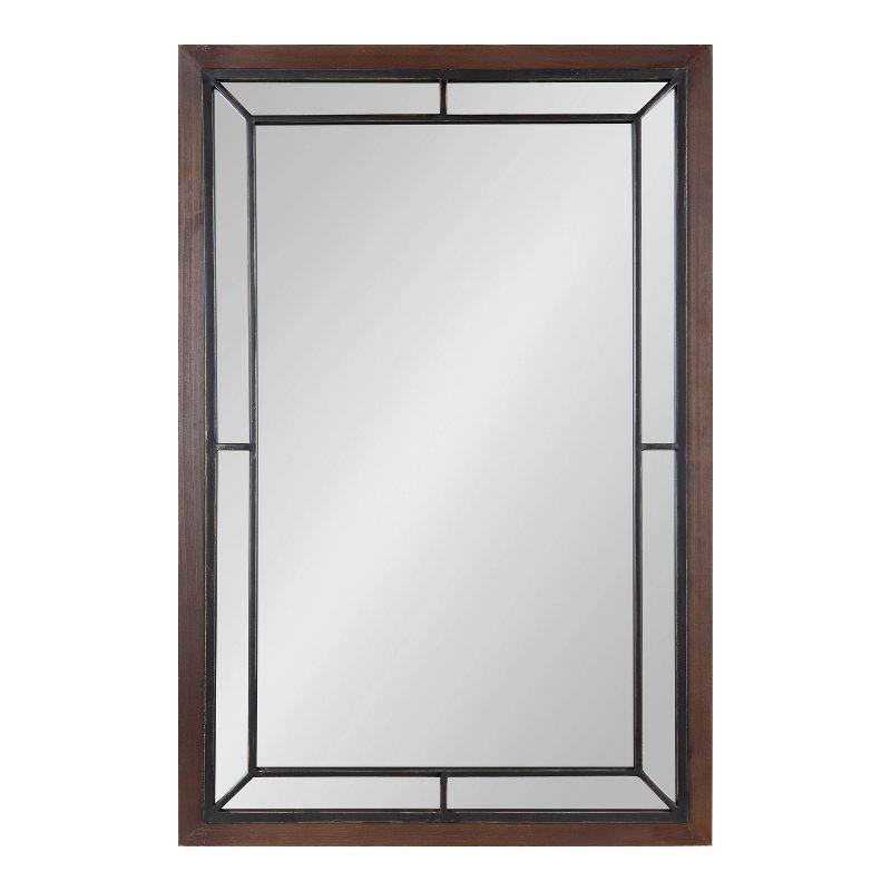 Audubon Rustic Brown Wood and Metal Rectangular Vanity Mirror